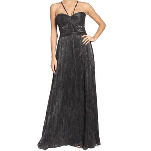 NWT Laundry Gunmetal Foil Pleated Gown